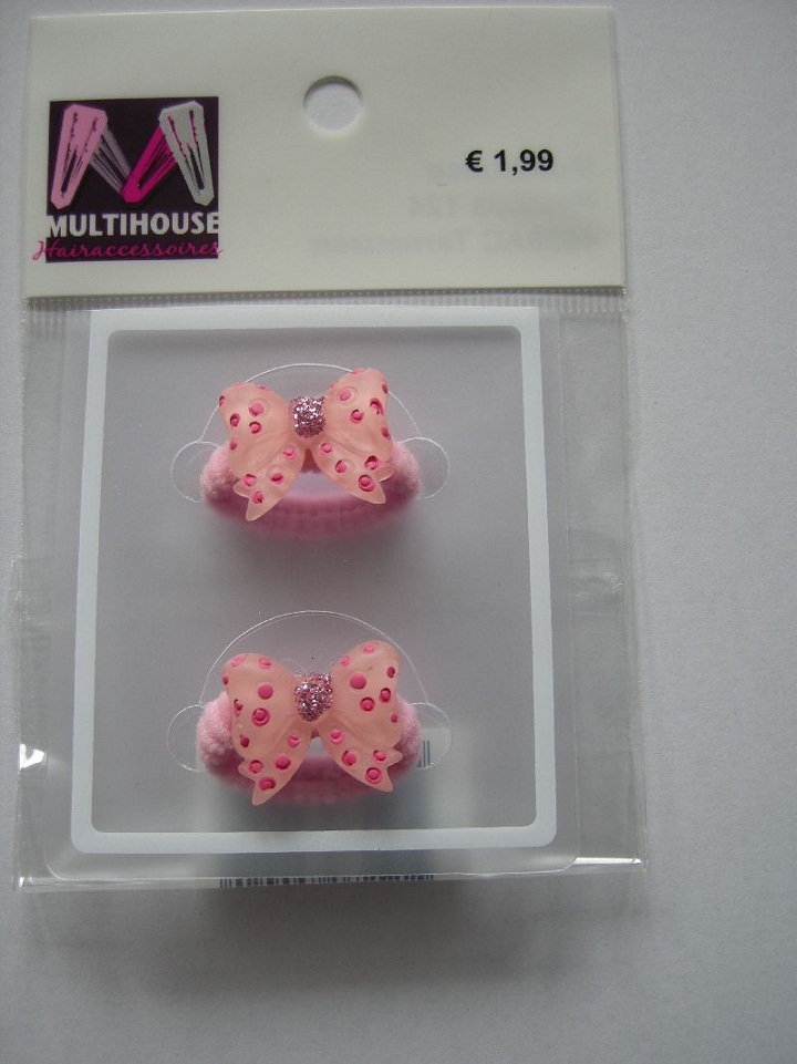 (image for) Haarelastieken licht roze met vlinder.